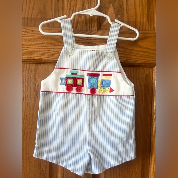 Baby Togs Train Embroidered Shortall - Picture 1 of 5